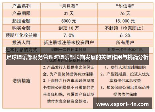 足球俱乐部财务管理对俱乐部长期发展的关键作用与挑战分析 足球俱乐部财务管理对俱乐部长期发展的关键作用与挑战分析